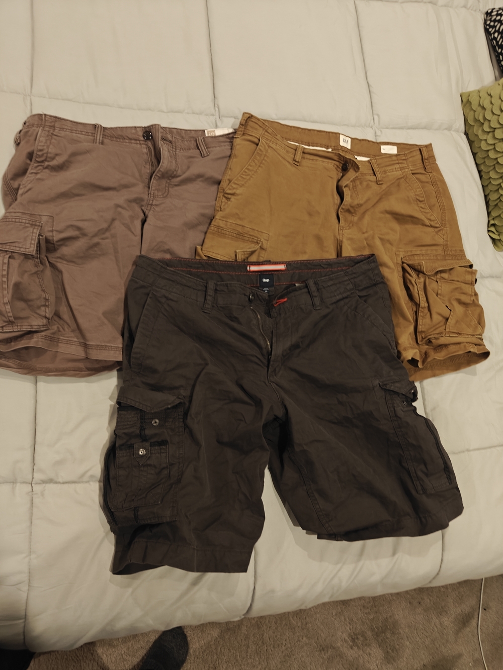 GAP Men's Cargo Shorts Set Of 3 - Pink, Charcoal Gray, Camel